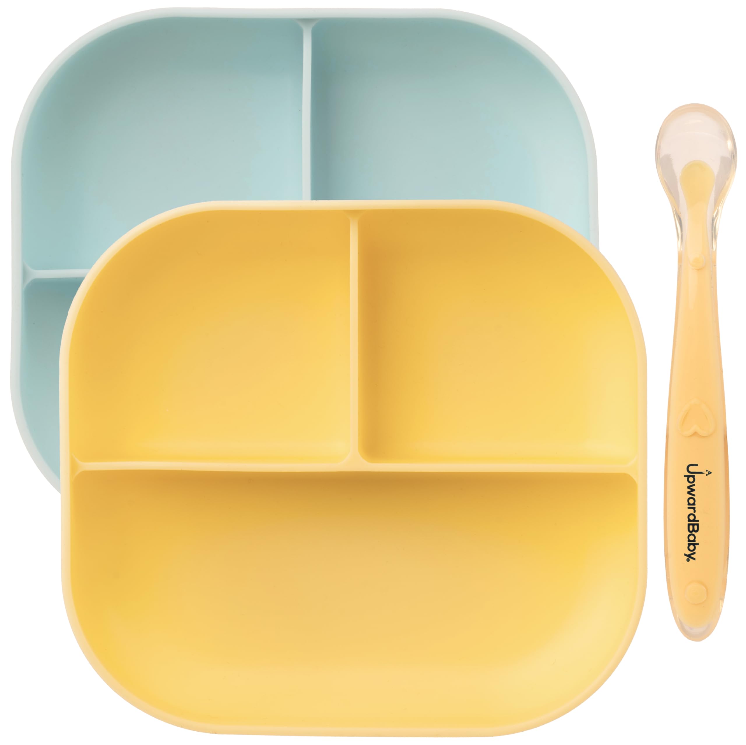 Divider Plate and Spoon Set - Yellow, Blue - Natemia