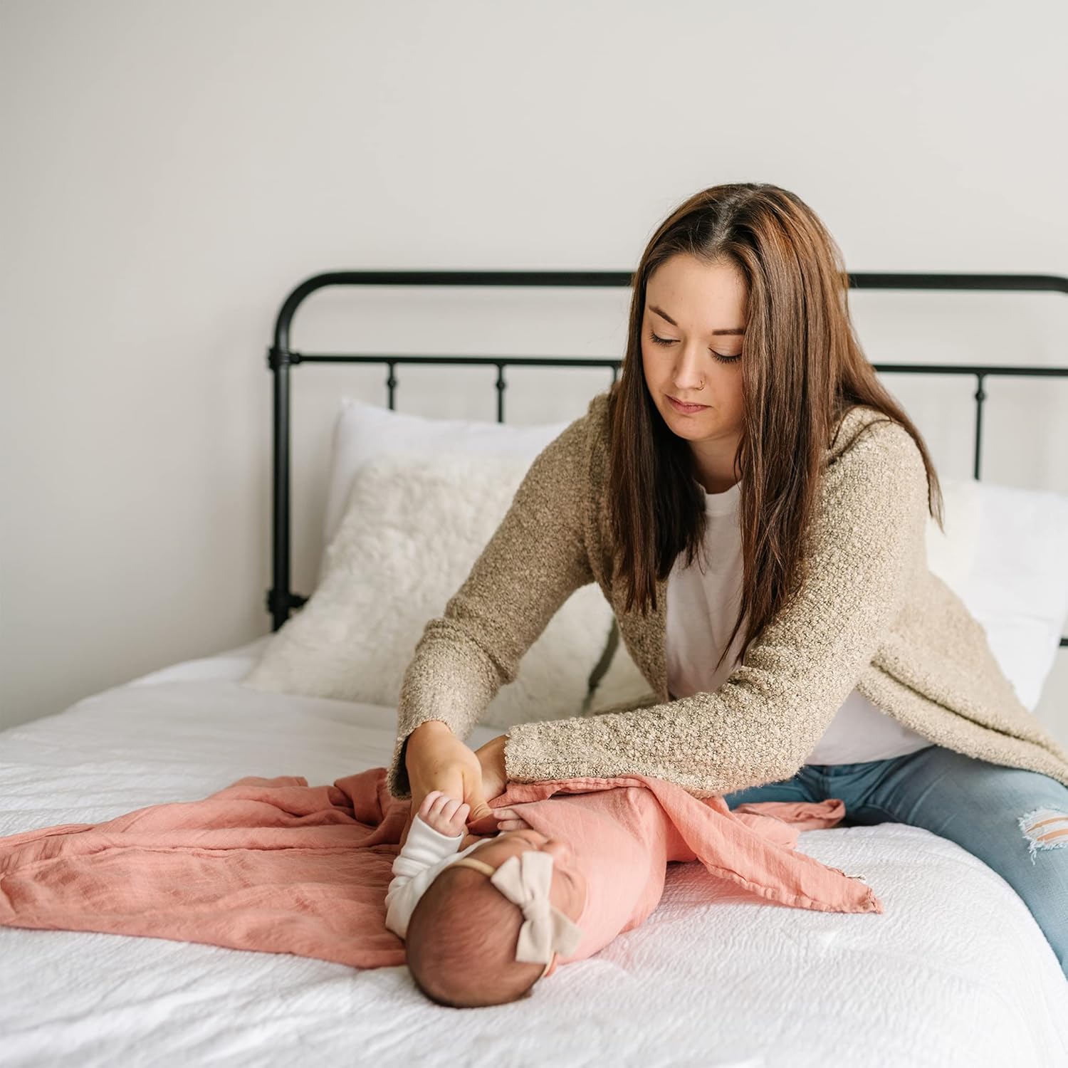 Muslin Swaddle Blanket - Misty Rose - Natemia