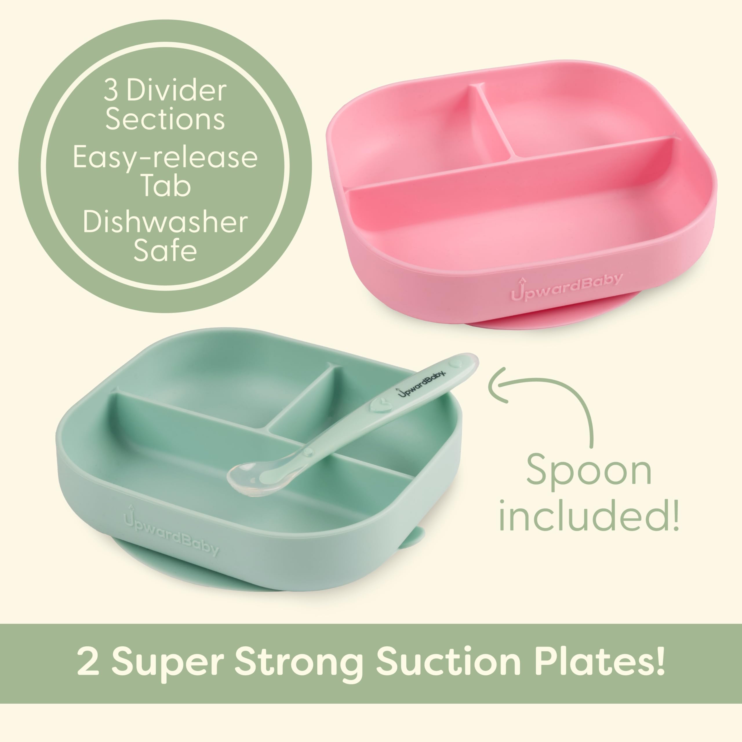 Divider Plate and Spoon Set - Yellow, Blue - Natemia