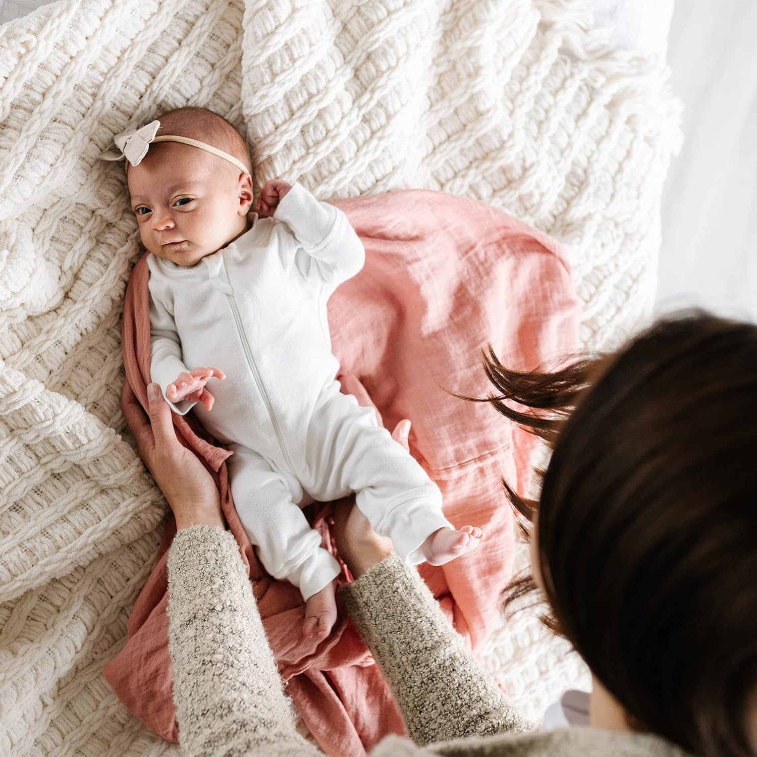 Muslin Swaddle Blanket - Misty Rose - Natemia