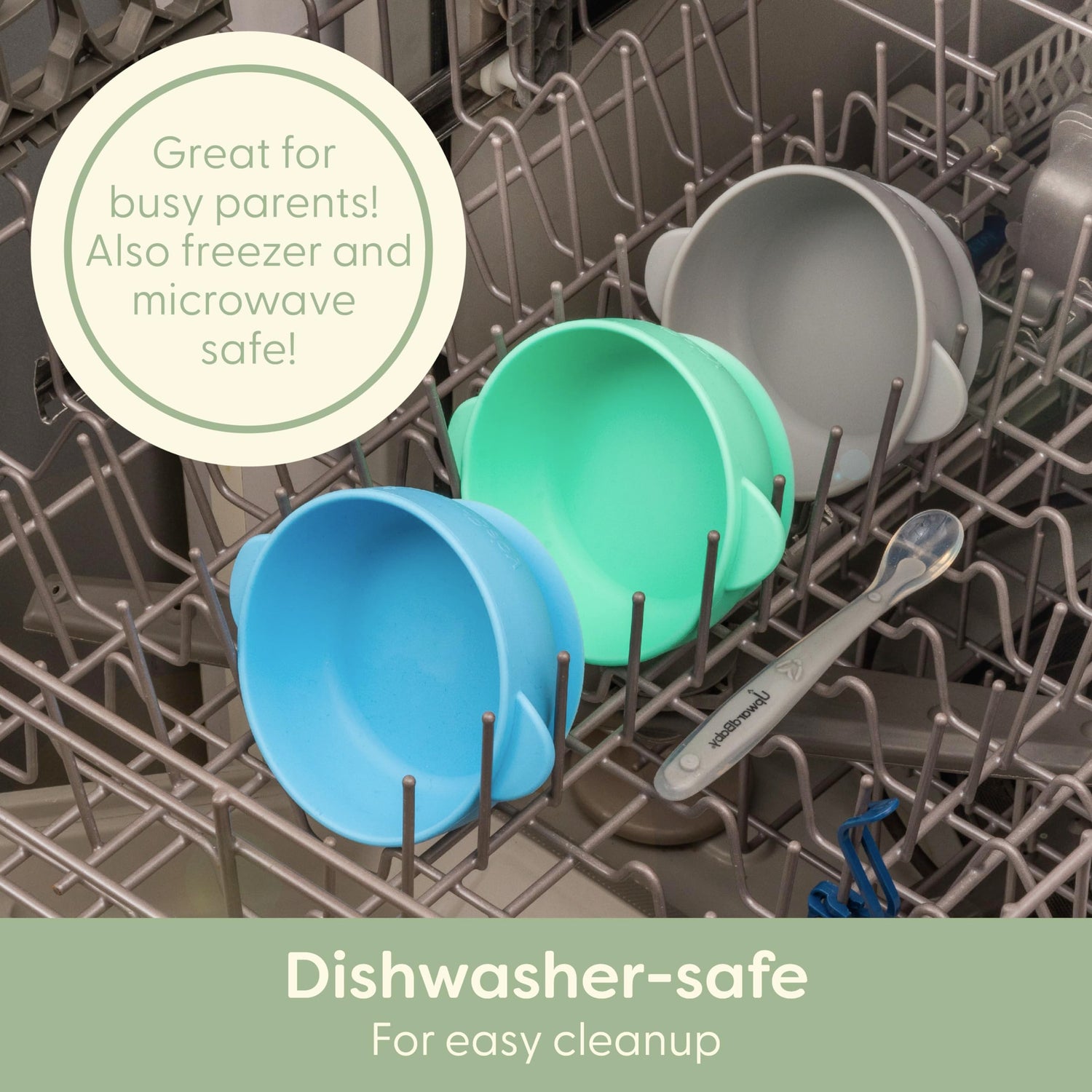 Bowl and Spoon Set - Grey, Blue, Green - Natemia