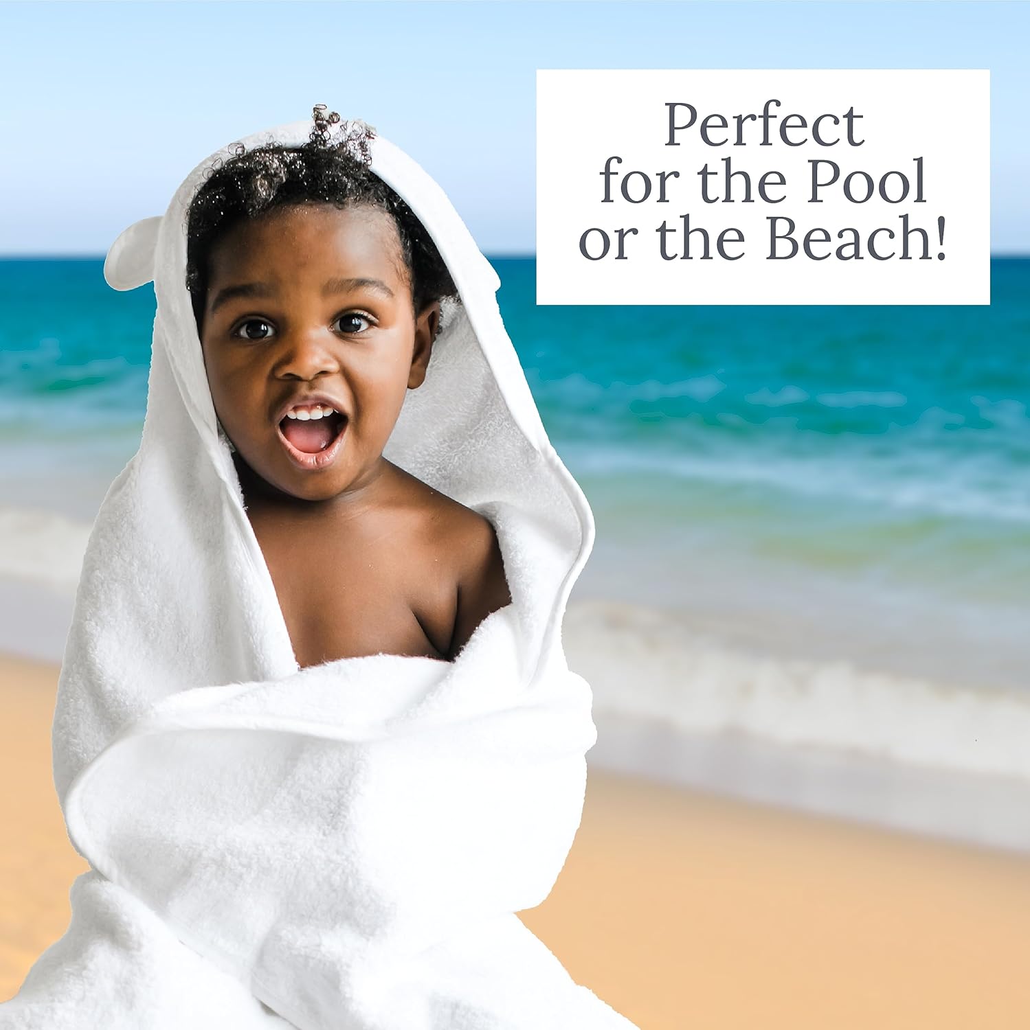 Organic Cotton Hooded Towel - White - Natemia