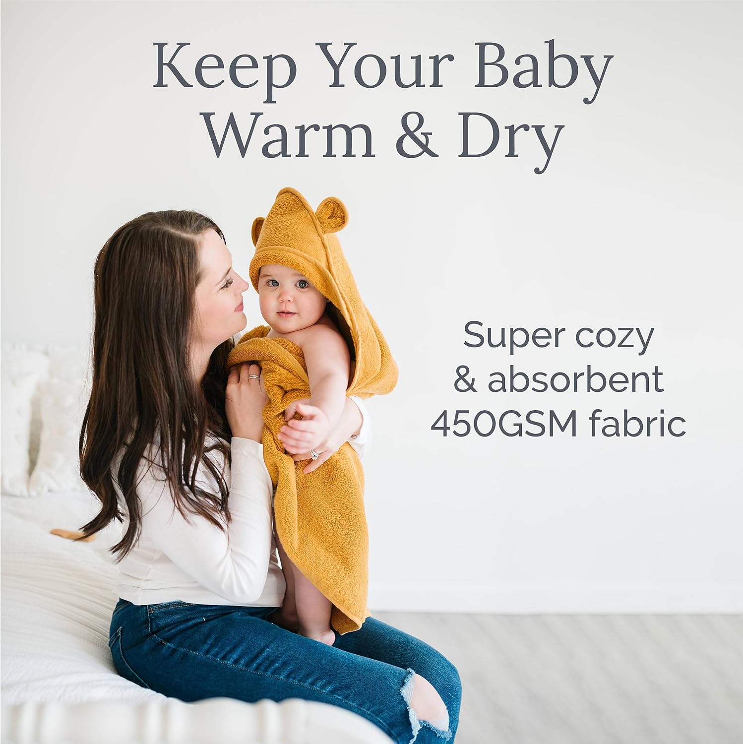 Organic Cotton Hooded Towel - White - Natemia