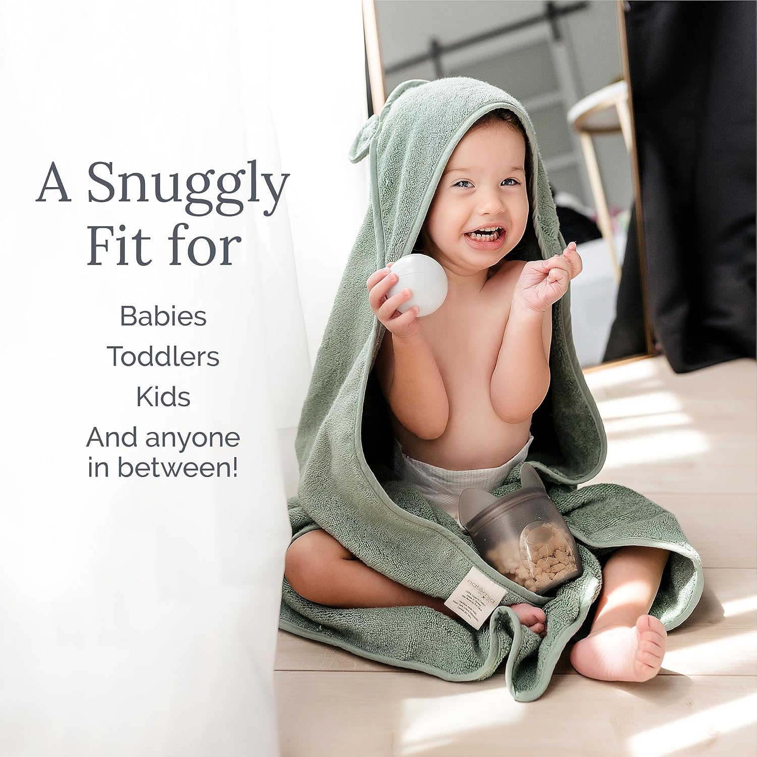 Organic Cotton Hooded Towel - White - Natemia