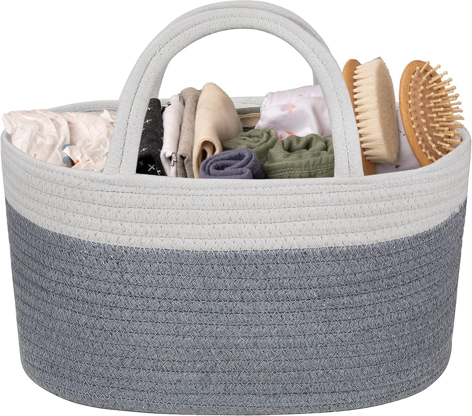 Rope Diaper Caddy Organizer in Grey - Natemia