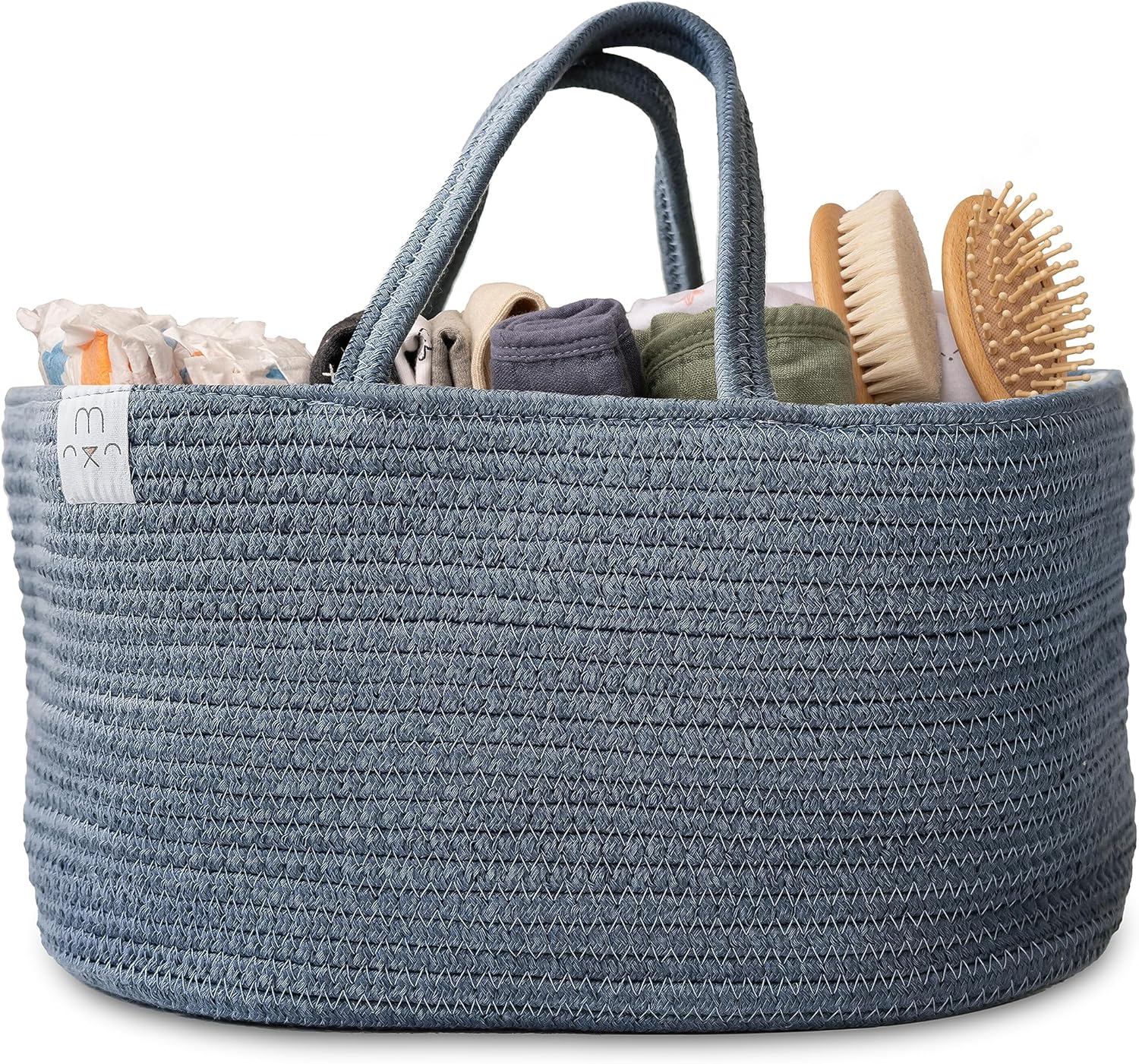 Rope Diaper Caddy Organizer in Folkstone Grey - Natemia
