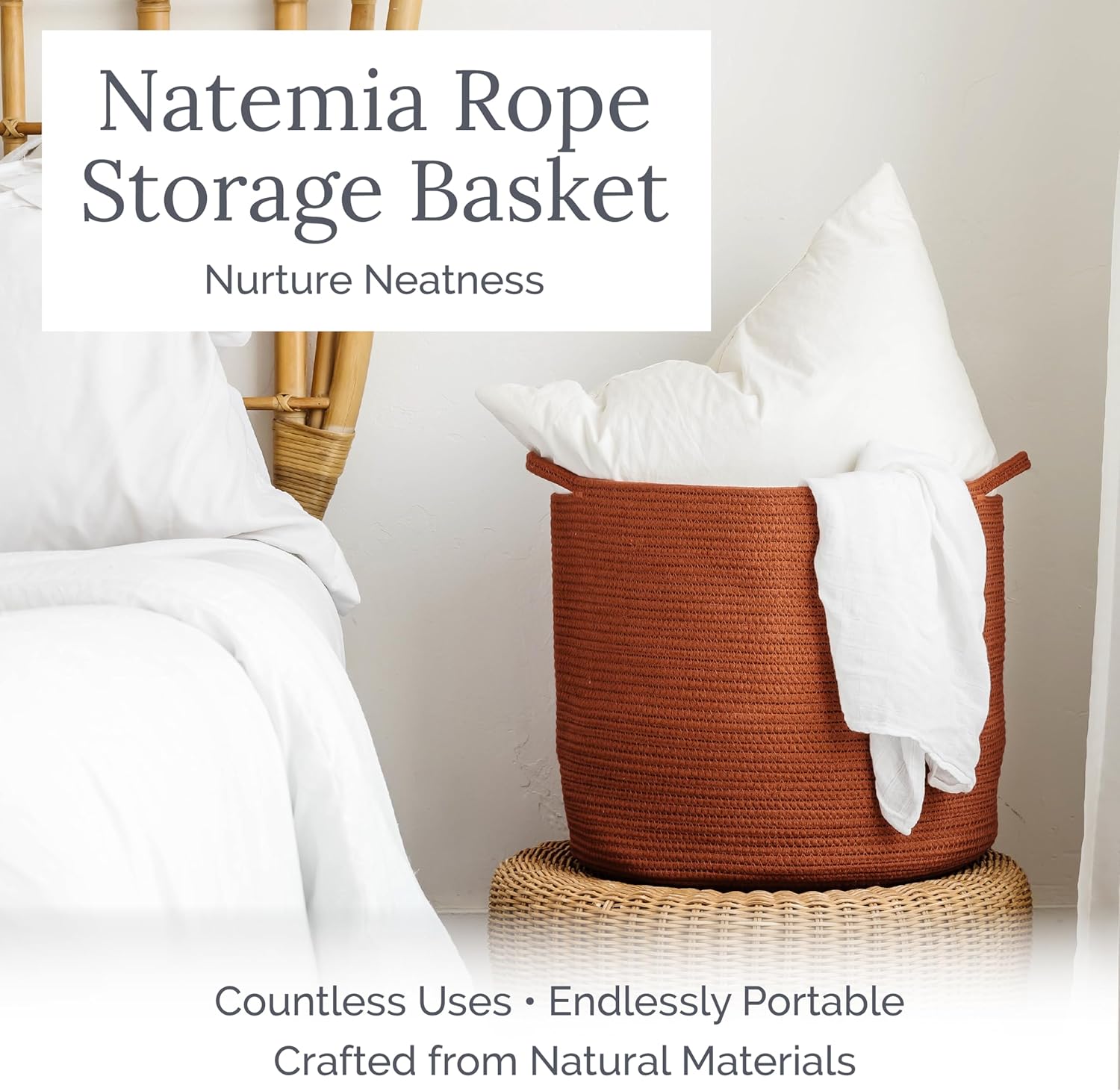 Rope Storage Basket in Misty Rose - Natemia