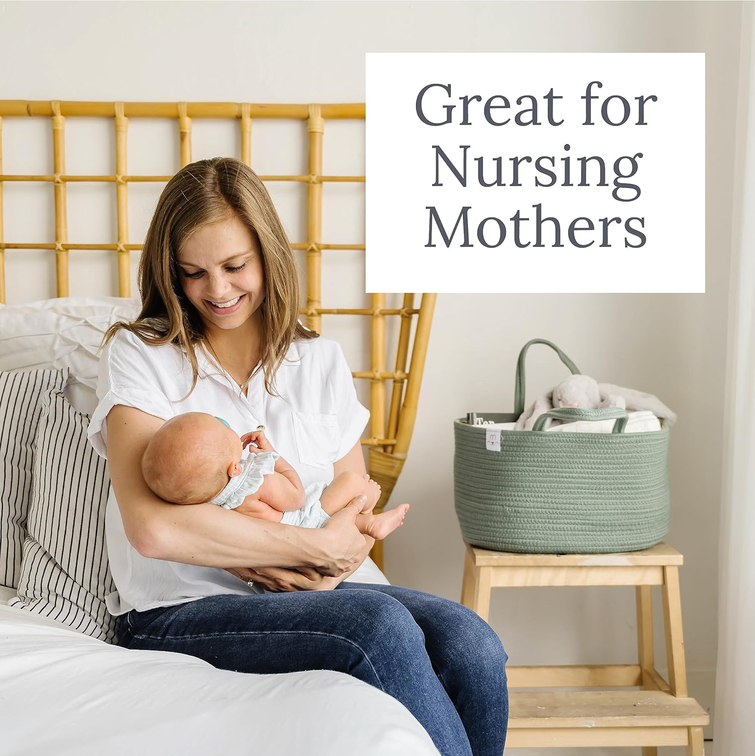 Rope Diaper Caddy Organizer in Lily Pad - Natemia