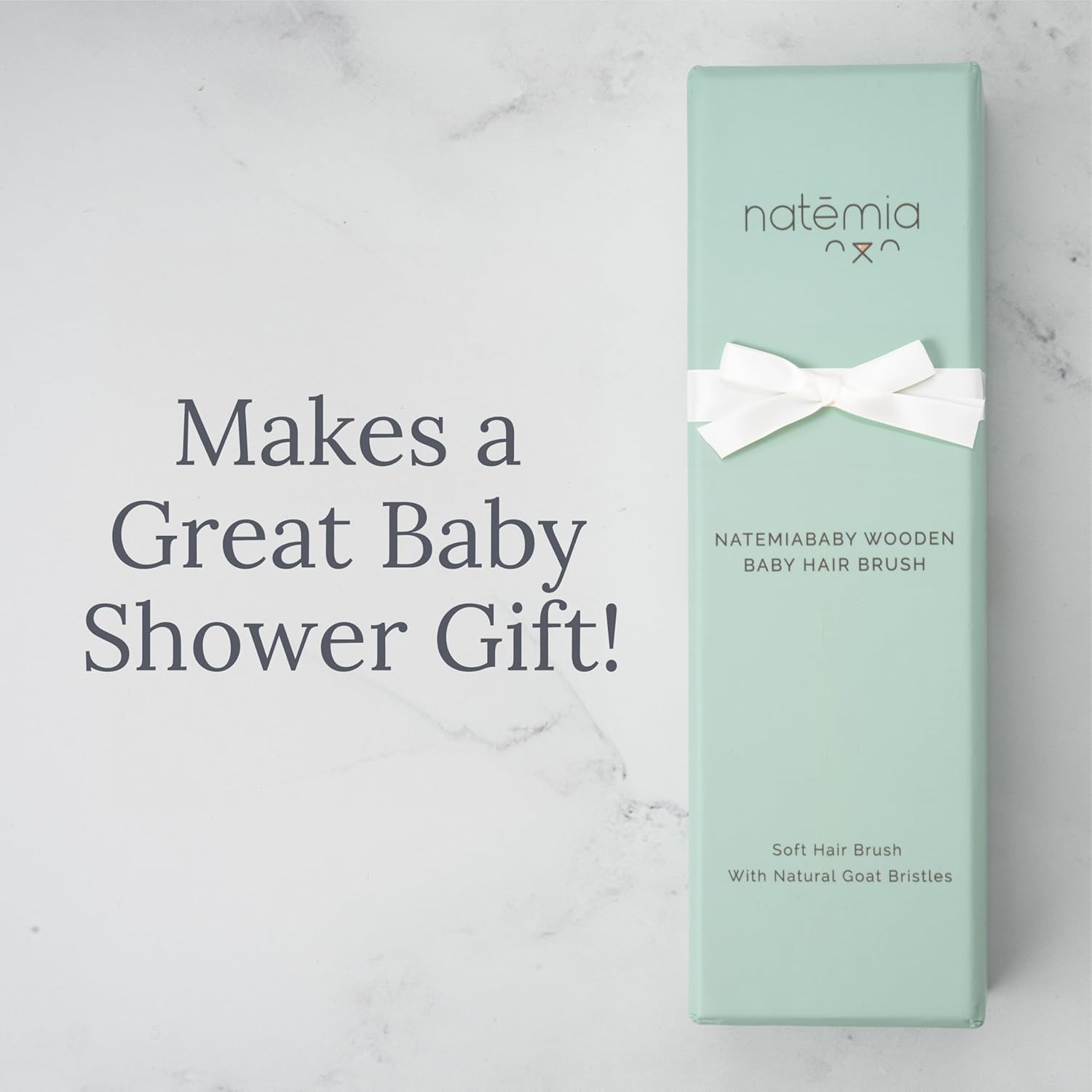 Wooden Baby Hair Brush With Natural Bristles - Natemia