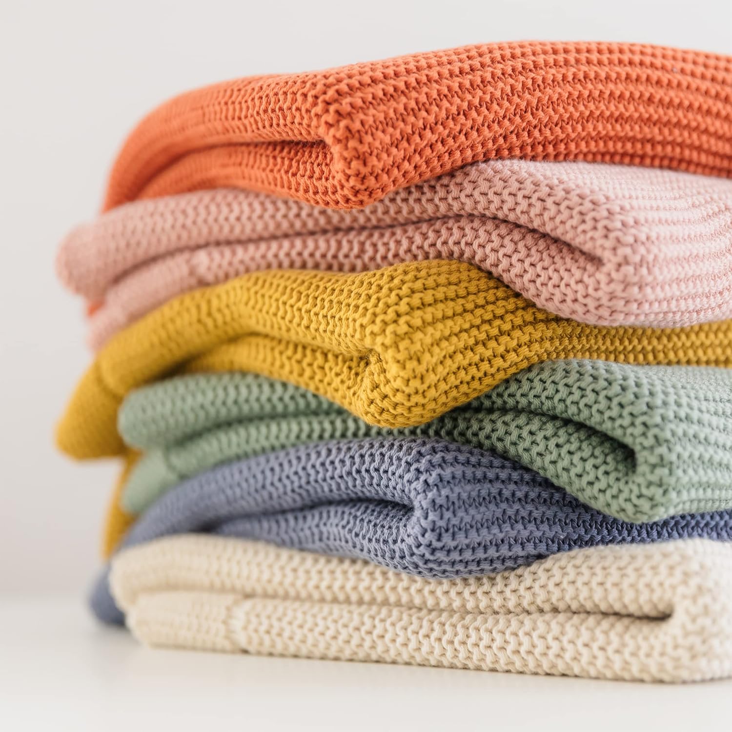 Knitted Baby Blanket in Beige - Natemia