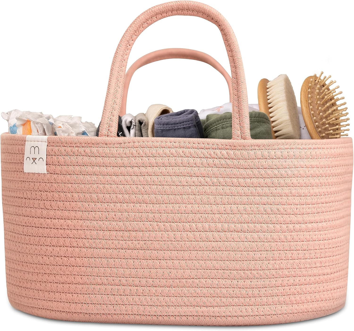 Rope Diaper Caddy Organizer in Misty Rose - Natemia