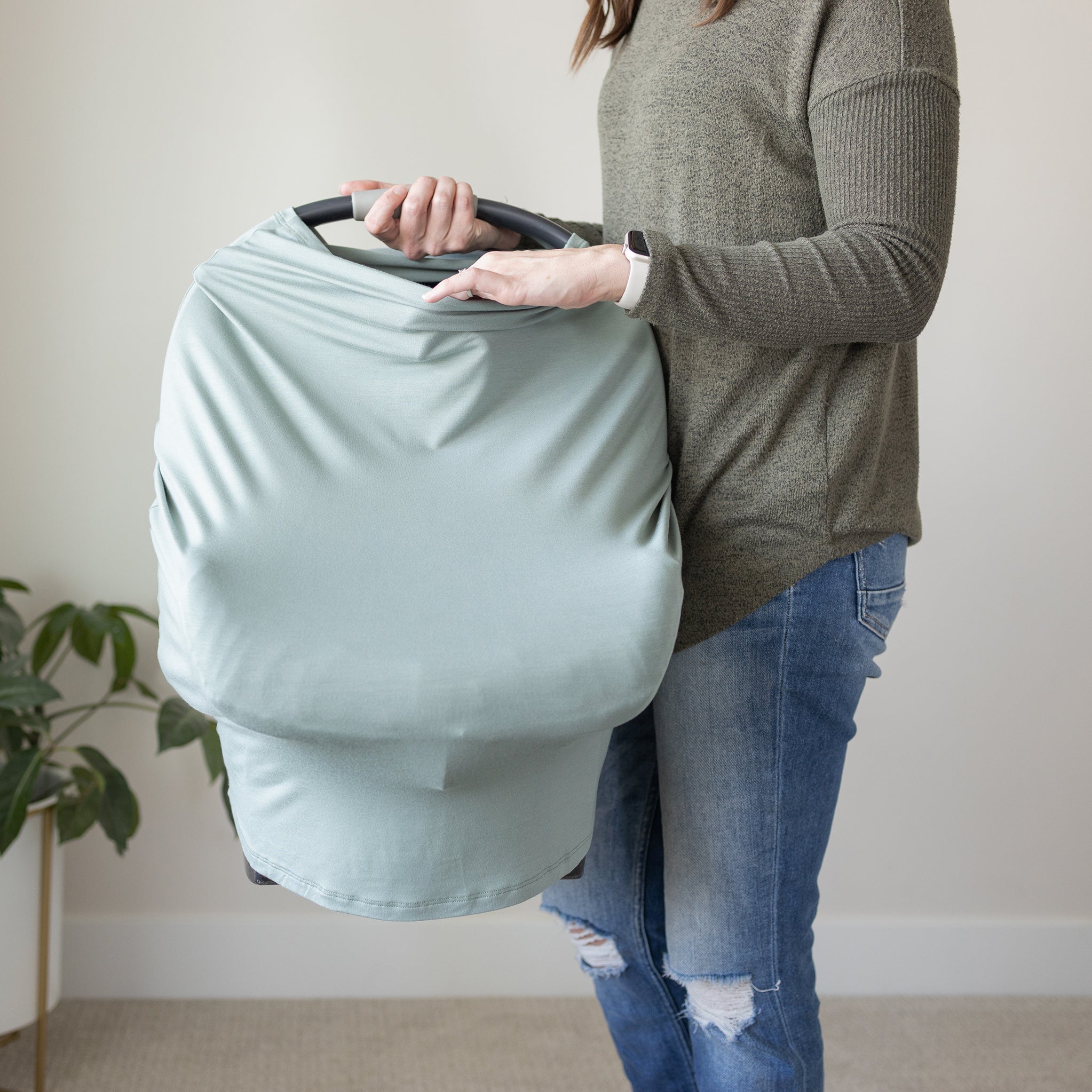 4-in-1 Canopy Car Seat Cover in Lilypad - Natemia