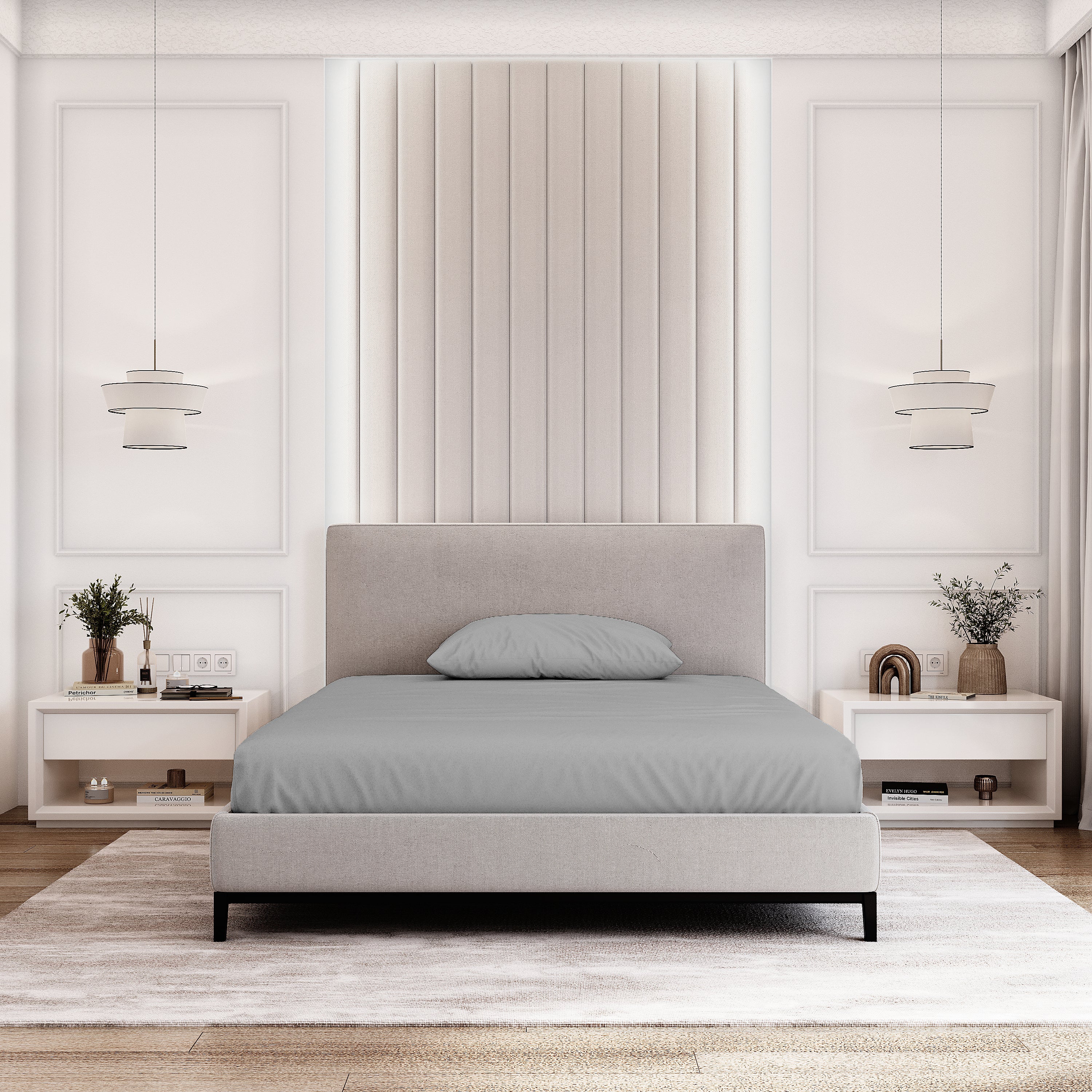 Organic Cotton Full Fitted Sheet Set - Gray - Natemia