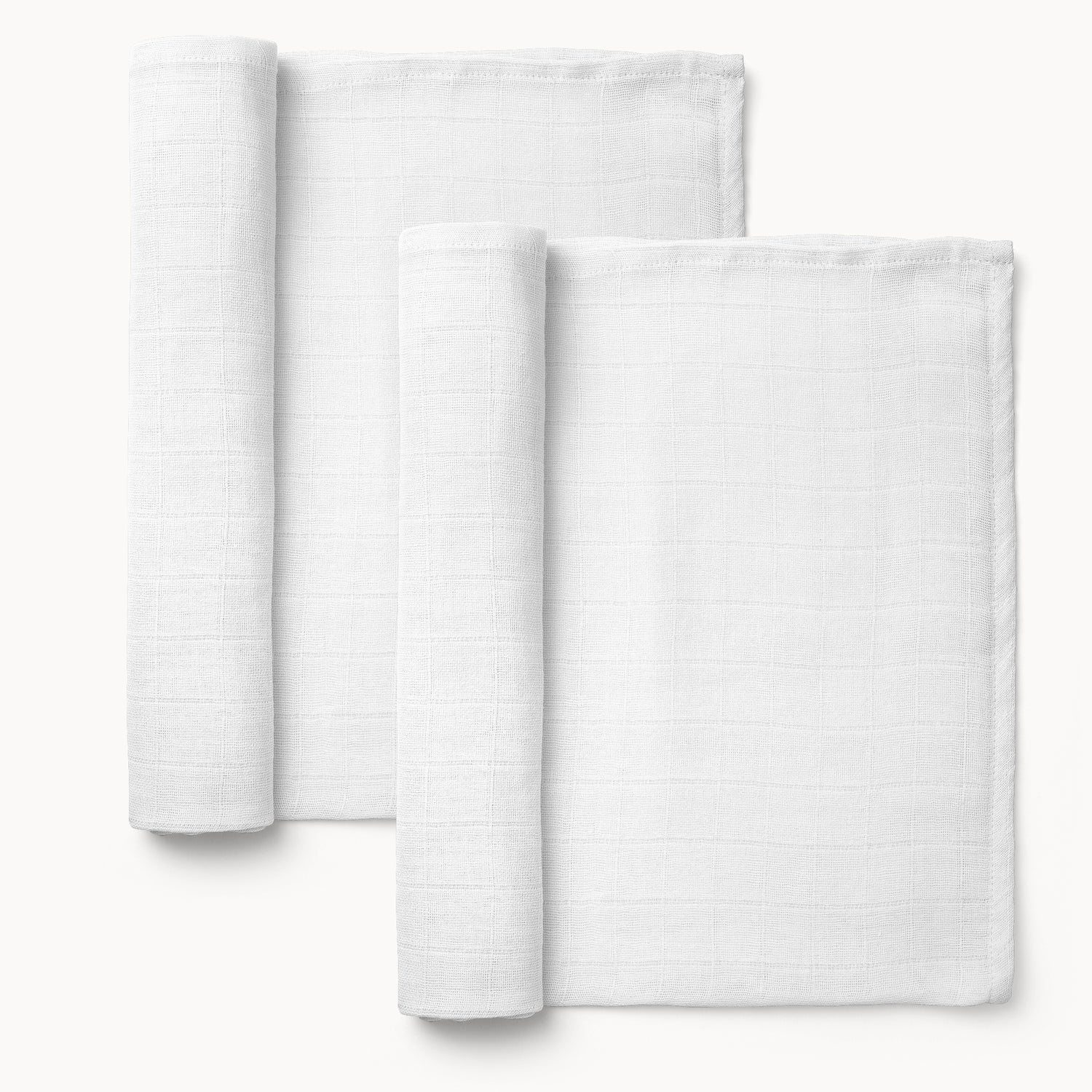 Muslin Bamboo Swaddle Blankets in White - 2 pack - Natemia