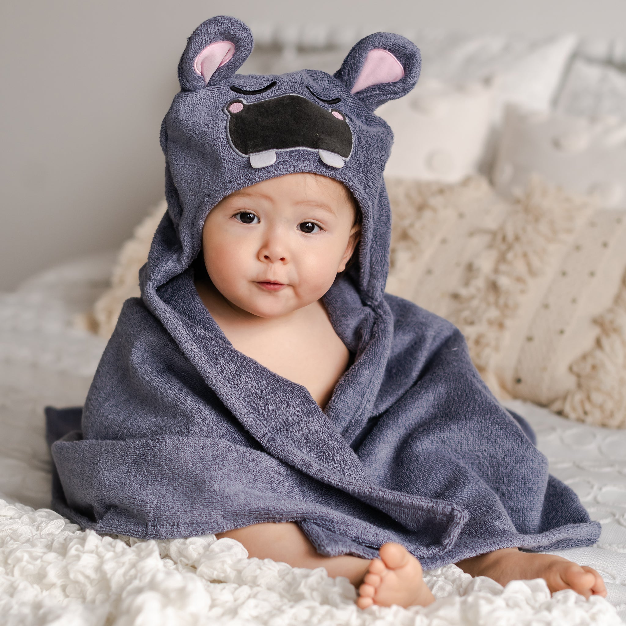 Bamboo Hippo Hooded Towel for Kids - Natemia