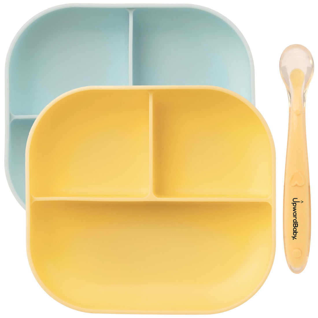 Divider Plate and Spoon Set - Yellow, Blue - Natemia