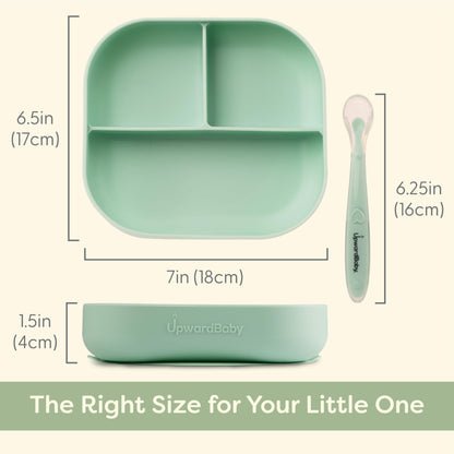 Divider Plate and Spoon Set - Yellow, Blue - Natemia