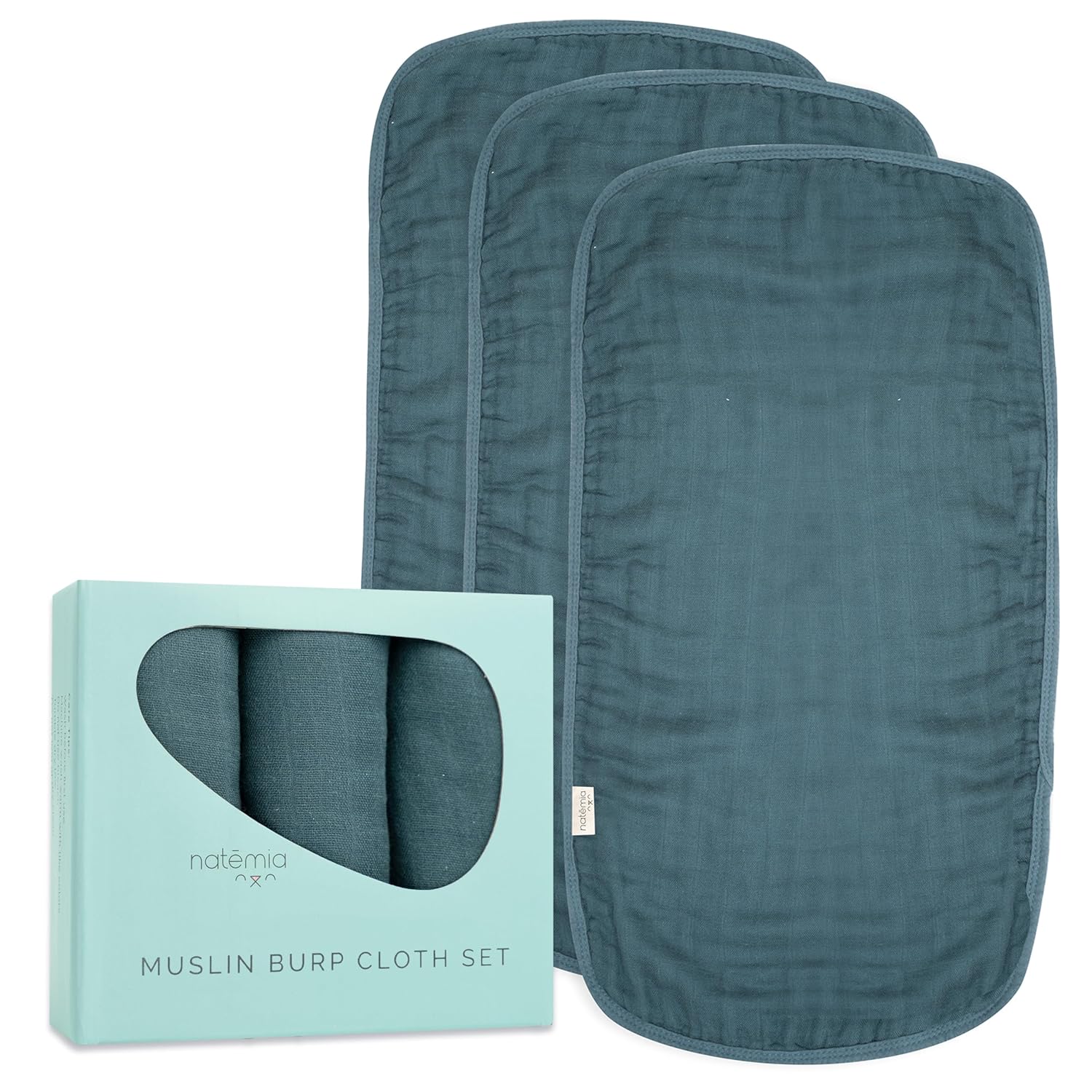 Ultra Soft Muslin Burp Cloths Balsam 3 Pack Natemia