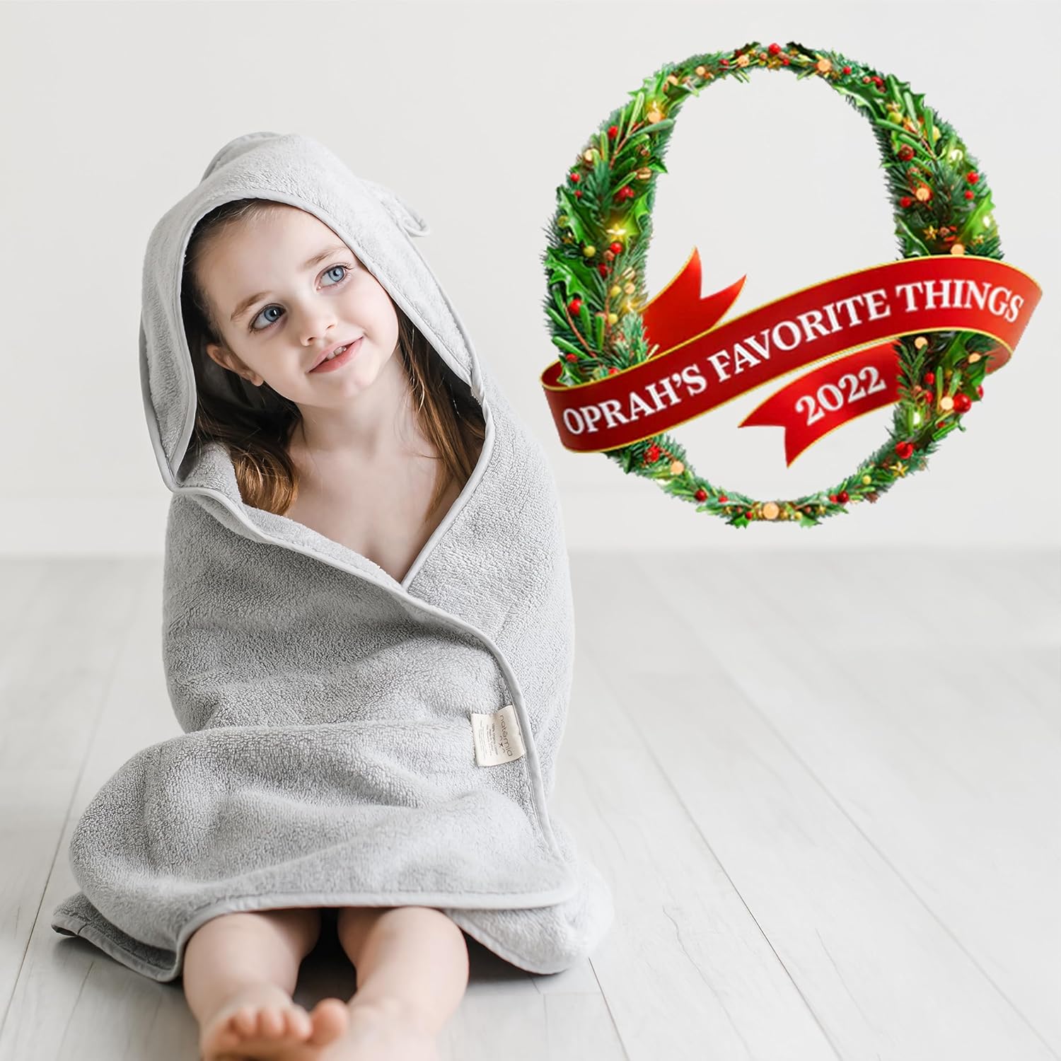 Organic Cotton Hooded Towel - White - Natemia