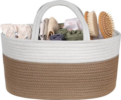 Rope Diaper Caddy Organizer in Beige - Natemia