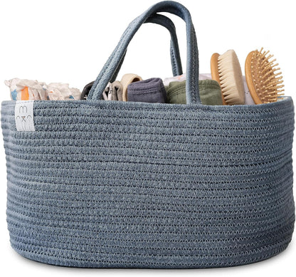 Rope Diaper Caddy Organizer in Folkstone Grey - Natemia
