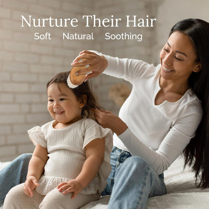Wooden Baby Hair Brush With Natural Bristles - Natemia