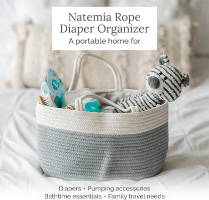 Rope Diaper Caddy Organizer in Lily Pad - Natemia