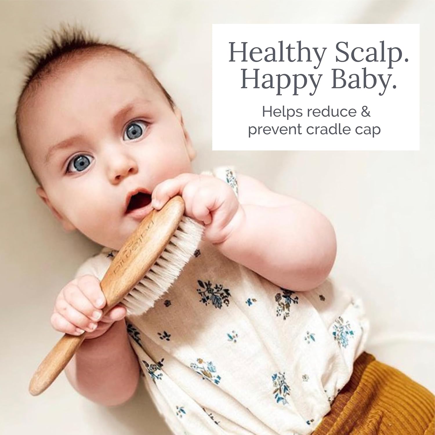 Wooden Baby Hair Brush With Natural Bristles - Natemia