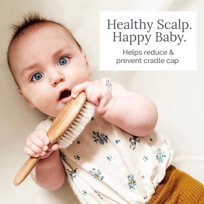 Wooden Baby Hair Brush With Natural Bristles - Natemia