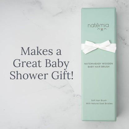 Wooden Baby Hair Brush With Natural Bristles - Natemia