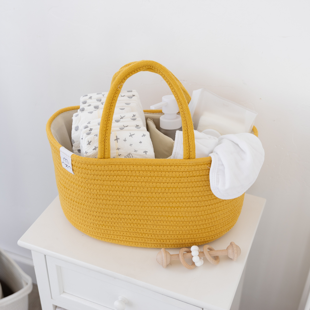 Rope Diaper Caddy Organizer in Harvest Gold - Natemia