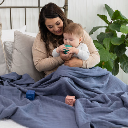 6-Layer Muslin Bamboo XL Blanket in Folkstone Gray - Natemia