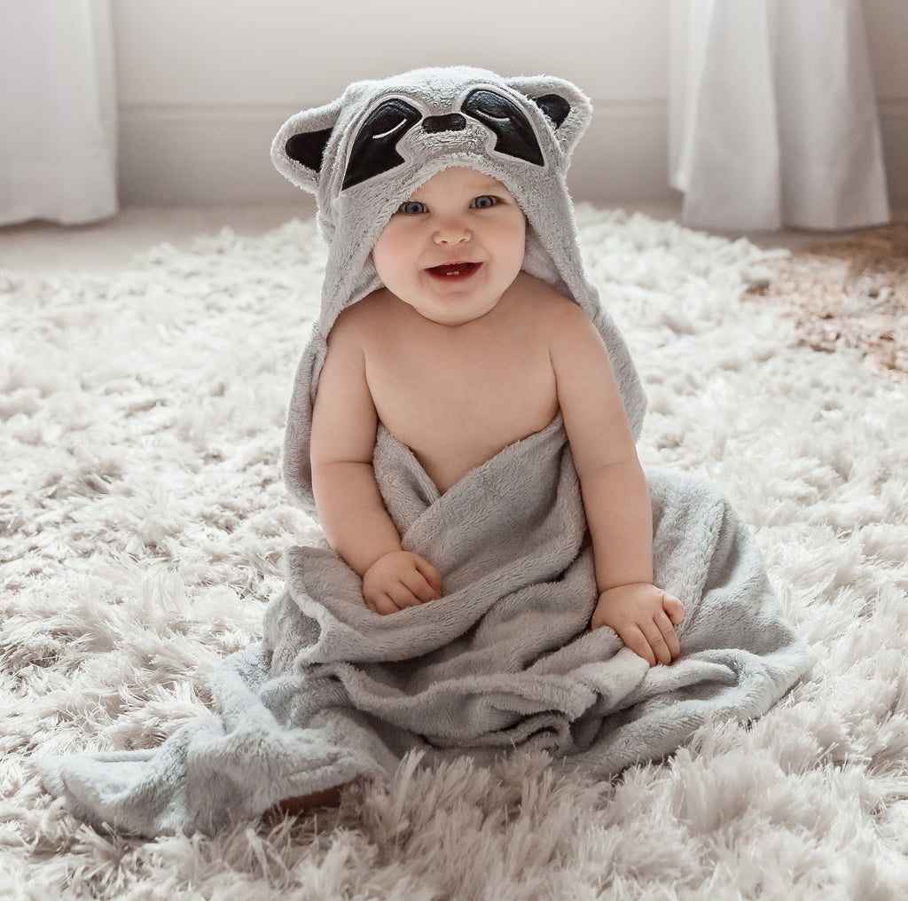 Raccoon Bamboo Hooded Towel for Kids - Natemia