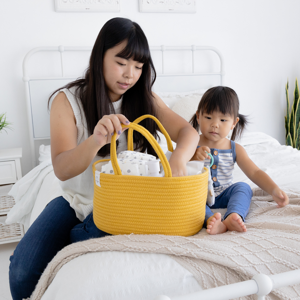 Rope Diaper Caddy Organizer in Harvest Gold - Natemia