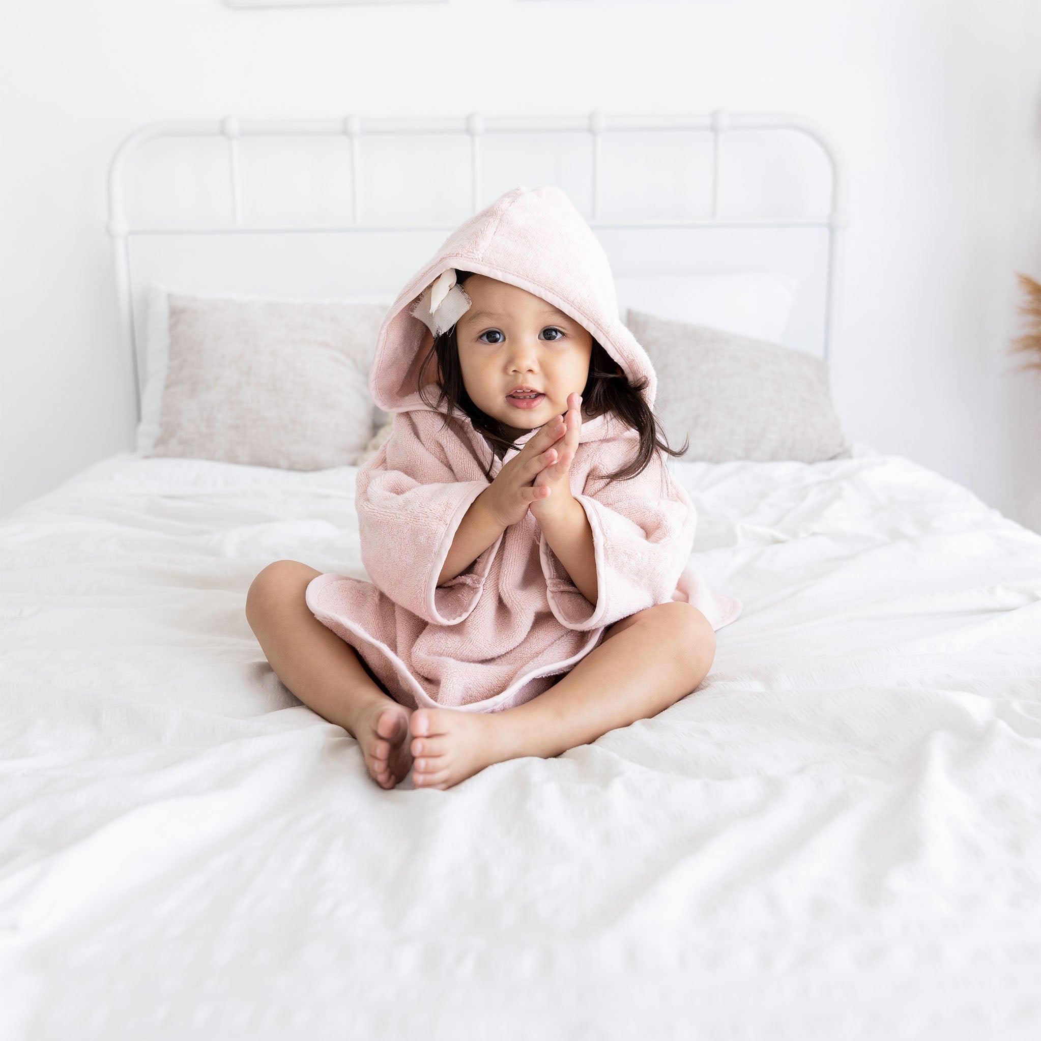 Natemia Organic Cotton Hooded Towel for Babies and Toddlers in Blush