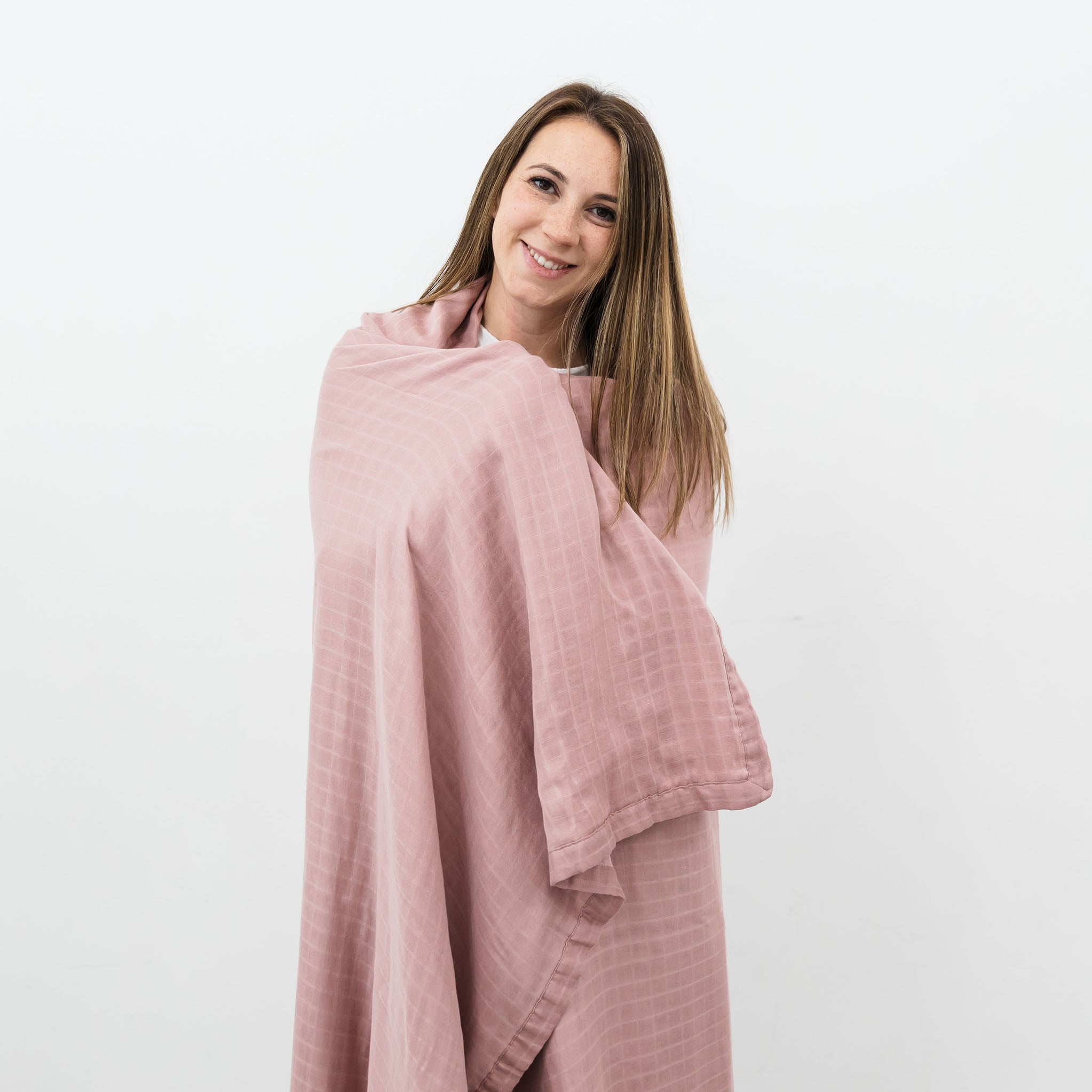 6-Layer Muslin Bamboo XL Blanket in Misty Rose - Natemia