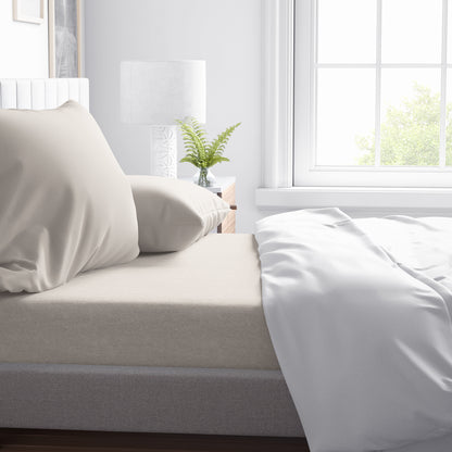 Organic Cotton Queen Fitted Sheet Set - Beige - Natemia