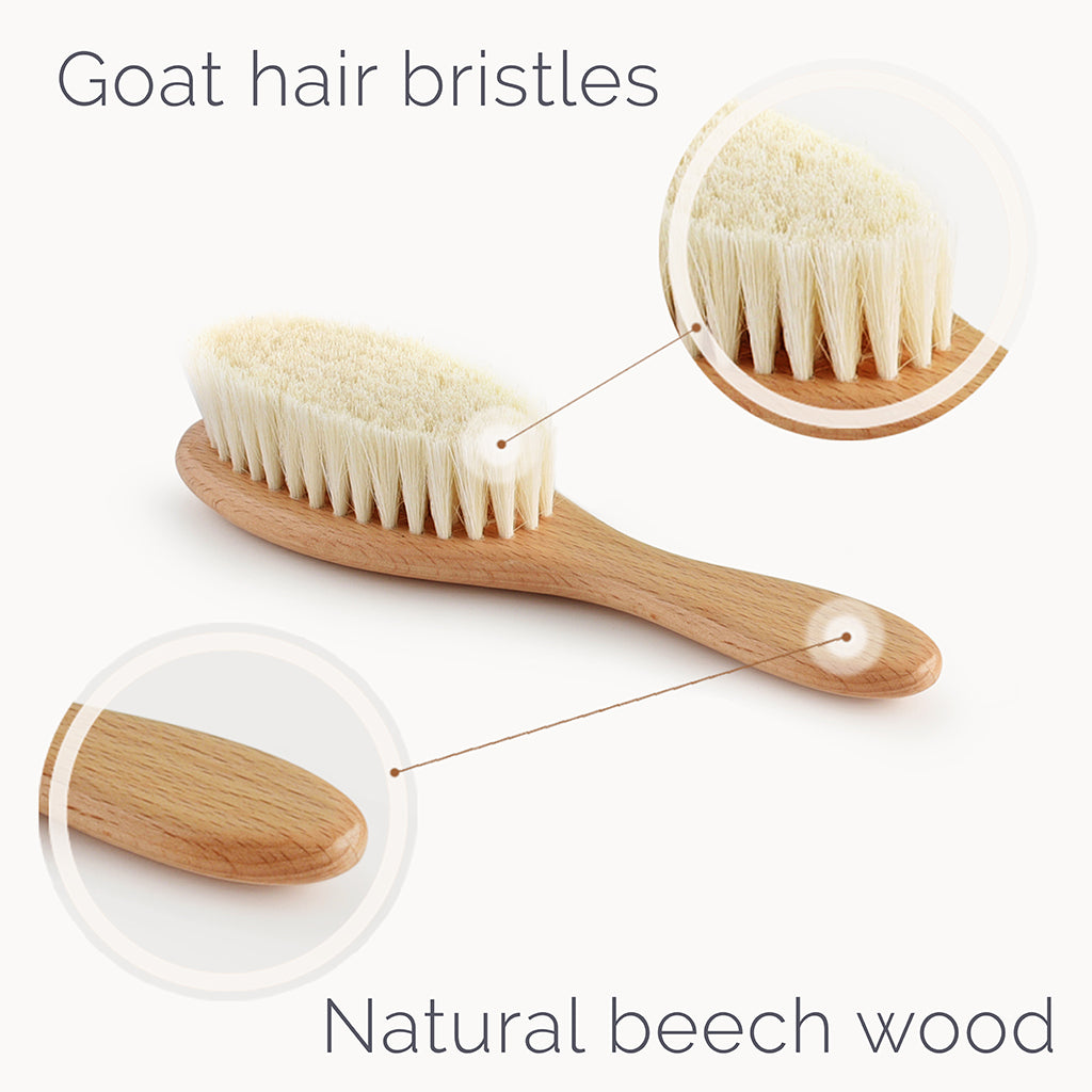 Wooden Baby Hair Brush With Natural Bristles - Natemia