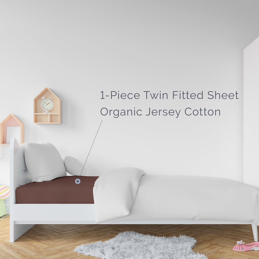 Organic Cotton Fitted Twin Sheet - Cinnamon - Natemia