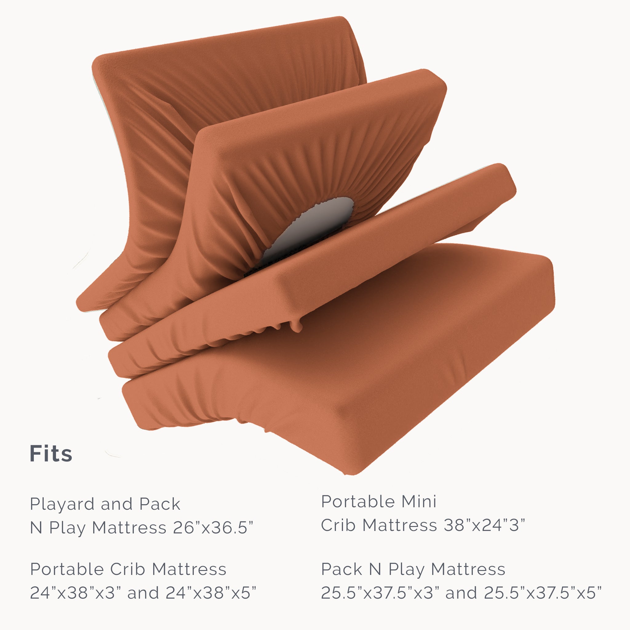 Organic Cotton Playard/ Pack and Play/ Mini Crib Fitted Sheet - Cinnamon - Natemia