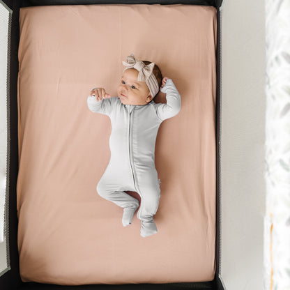 Organic Cotton Playard/ Pack and Play/ Mini Crib Fitted Sheet - Misty Rose - Natemia