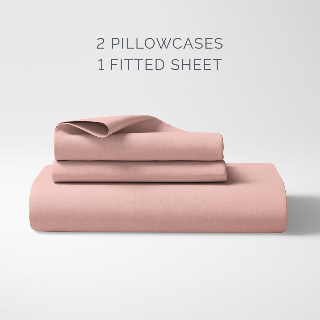 Organic Cotton Queen Fitted Sheet Set - Misty Rose - Natemia