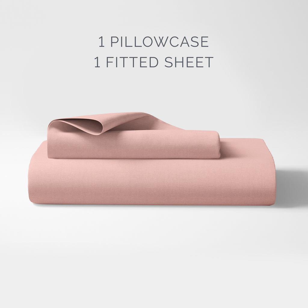 Organic Cotton Full Fitted Sheet Set - Misty Rose - Natemia
