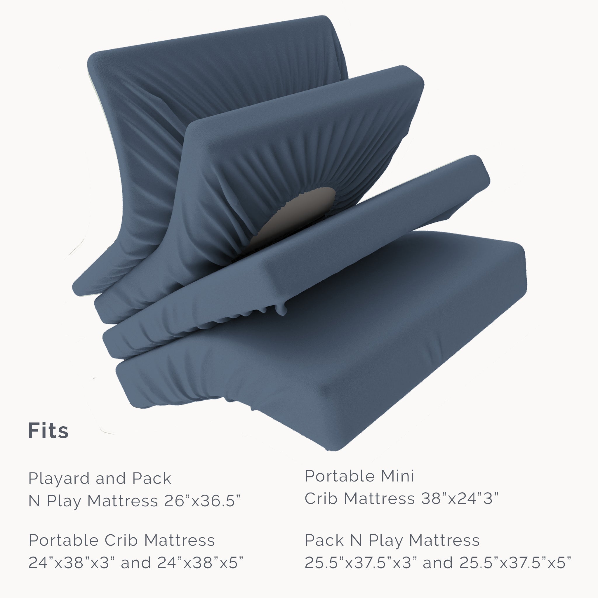 Organic Cotton Playard/ Pack and Play/ Mini Crib Fitted Sheet - Folkstone Grey - Natemia