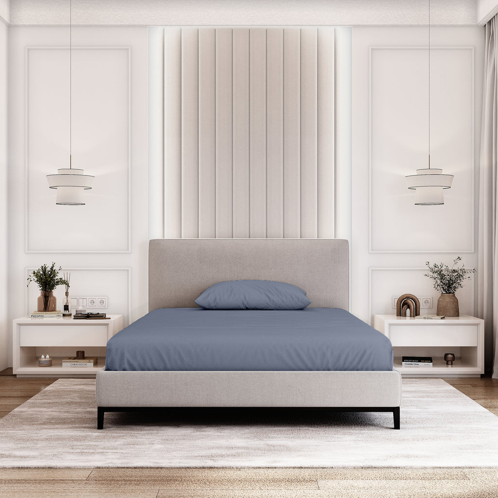 Organic Cotton Full Fitted Sheet Set - Folkstone Gray - Natemia