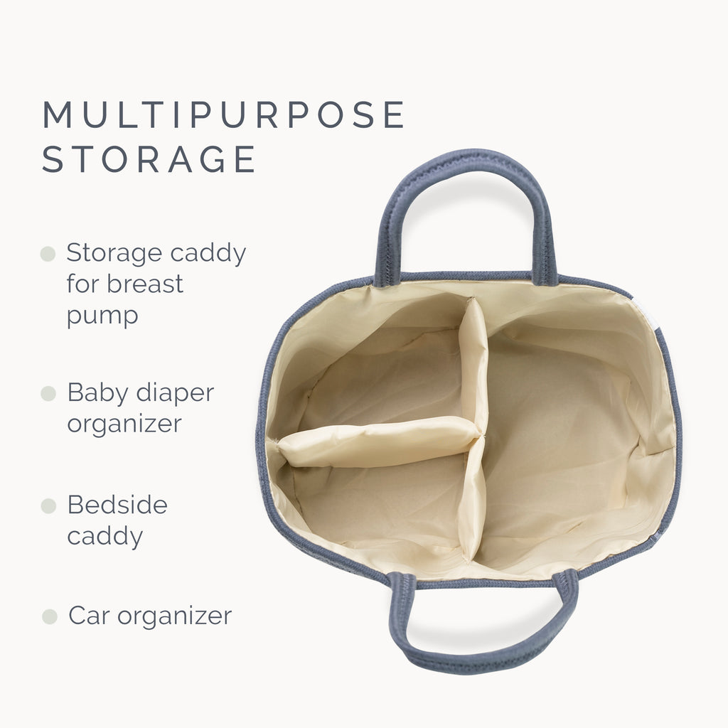 Cotton Rope Diaper Caddy Organizer in Folkstone Grey - Natemia