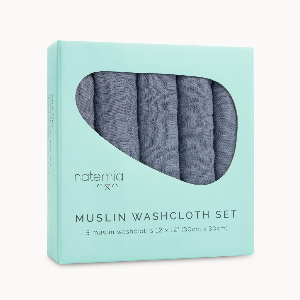 Ultra Soft Muslin Bamboo Washcloths- 5 Pack - Natemia