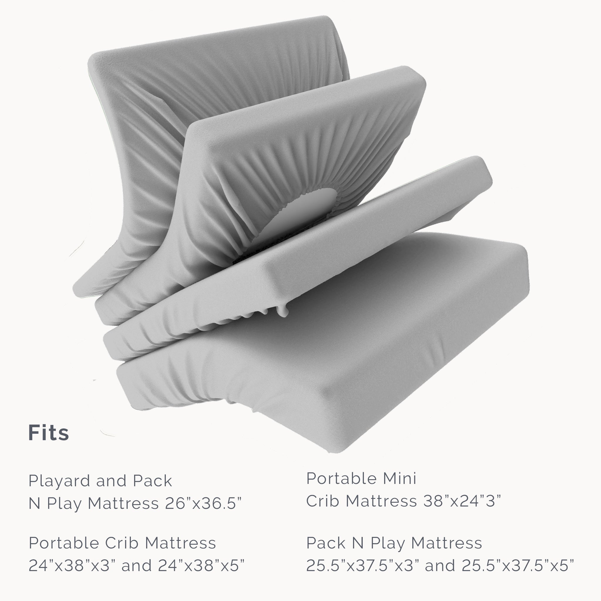Organic Cotton Playard/ Pack and Play/ Mini Crib Fitted Sheet - Grey - Natemia