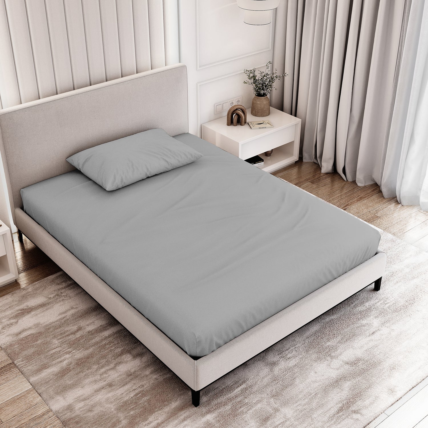 Organic Cotton Full Fitted Sheet Set - Gray - Natemia
