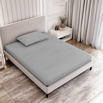 Organic Cotton Full Fitted Sheet Set - Gray - Natemia
